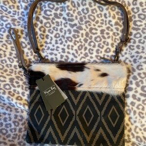 Myra Bag Black and Brown Geometric Crossbody
